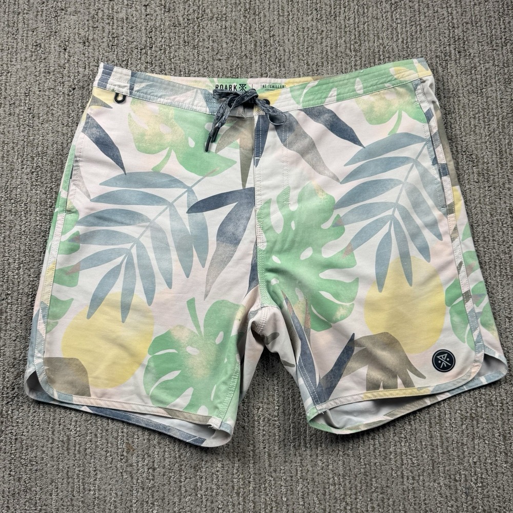 Roark Mens 34 Chiller De Palmas Board Shorts Swim Trunks Tropical Leaf Hemp